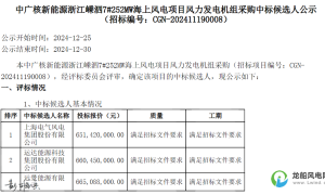 浙江嵊泗7#252MW海上风电项目中标候选人公示