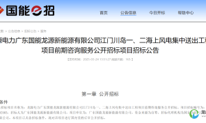 广东江门川岛一、二海上风电集中送出工程项目前期招标